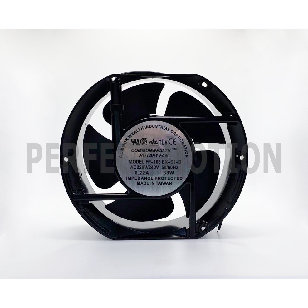 พัดลมระบายความร้อน 6 นิ้ว หัวตัด แบบลูกปืน COMMONWEALTH : FP-108EX-S1-B  AC220V (172x152x52 mm.)