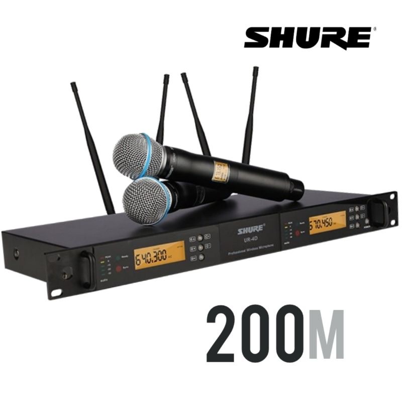 SHURE UR4D Handheld Wireless Microphone System Large 4 Channel UHF Stage Wireless Mic Elite