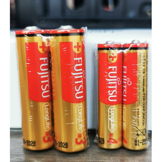 Fujitsu Alkaline AA LR6 / AAA LR03 ถ่านอัลคาไลน์ Long life Battery AA LR6F/ LR03FL ฟูจิตสึ รุ่นสีทอง -แท้ ประกันศูนย์ไทย