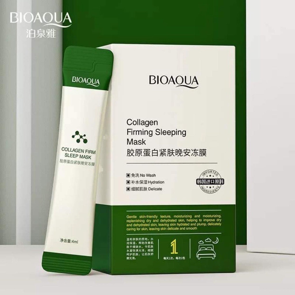 คอลลาเจนสลีปปิ้งมาสก์ (20ซอง/กล่อง) Bioaqua Collagen Firming Sleeping Mask เนื้อเจลเซรั่ม เพิ่มความชุ่มชื้น ผิวกระชับ