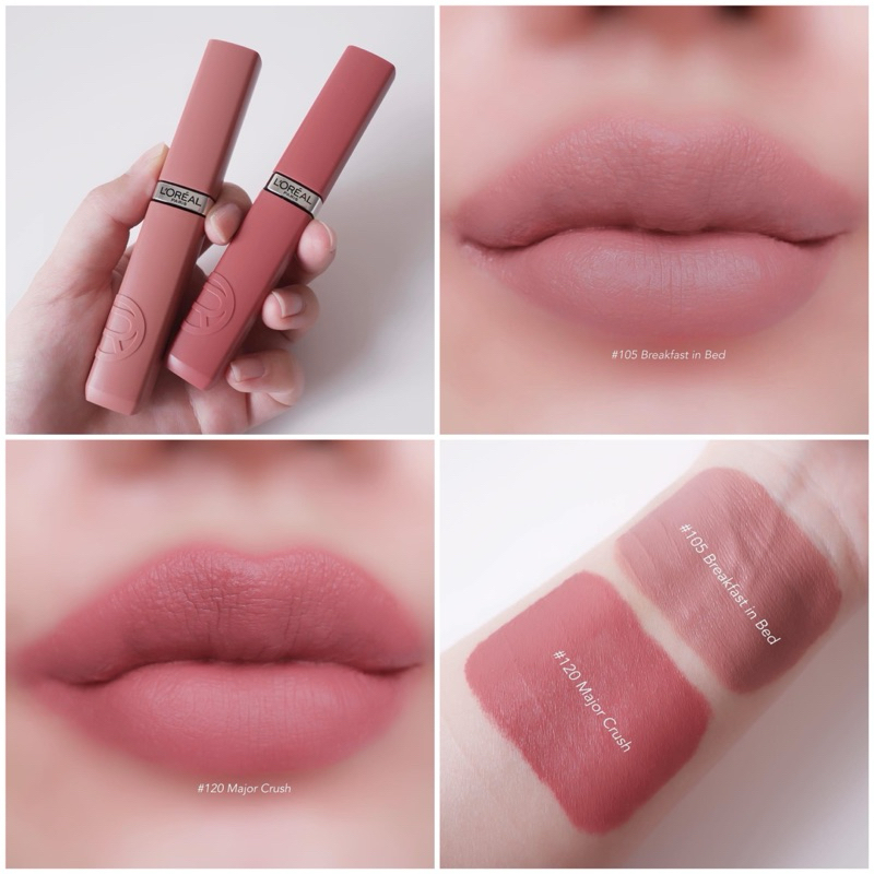 ลิป Loreal Paris 2สีนี้สวยมาก ชมพูนู้ดๆ ลิปจุ่มเนื้อแมตต์ ใช้ดีสีสวยเนื้อนุ่ม เบอร์ 120 เบอร์ 105 ติ