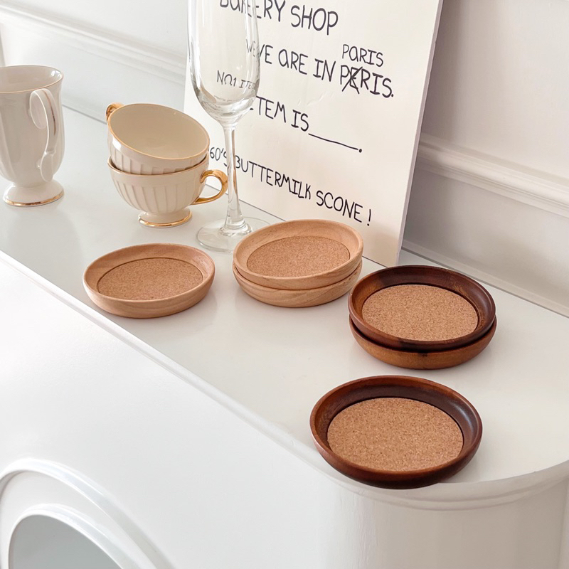 SKD ที่รองแก้วไม้คอร์ก แผ่นรองแก้วน้ำ จานรองแก้ว ที่รองแก้วน้ำ งานคุณภาพดีเกรดส่งออก