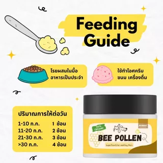 เกสรผึ้ง 100%Organic โรยอาหาร บำรุงสุนัขและแมว