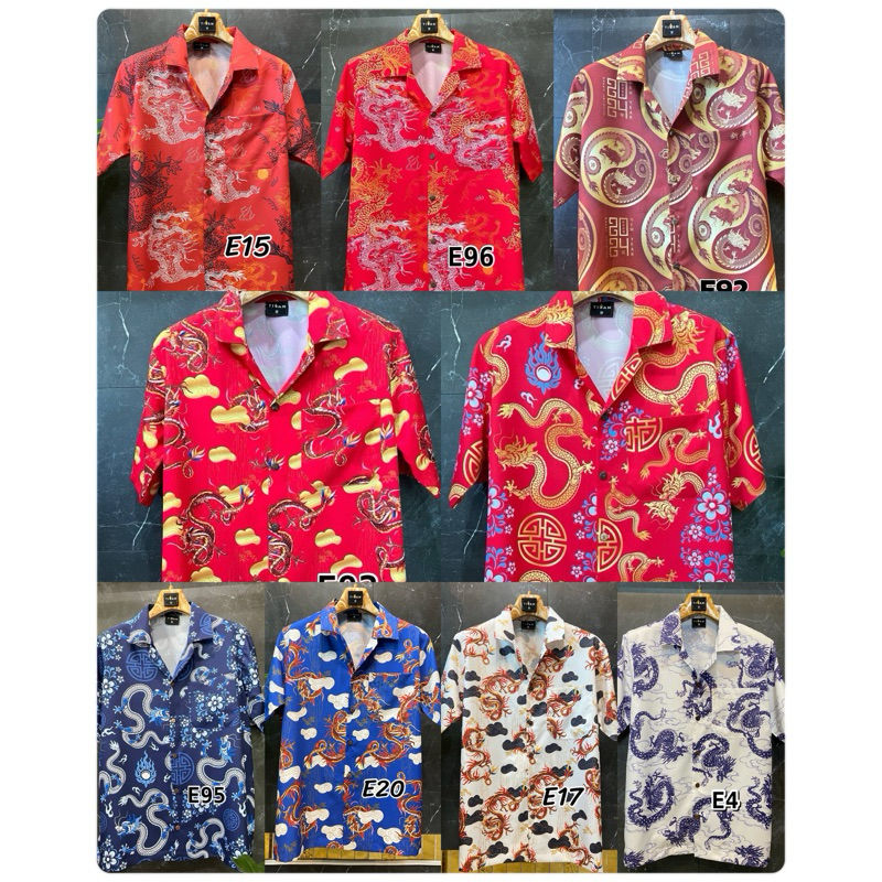 พร้อมส่ง เสื้อตรุษจีนลายมังกร ผ้าไหมอิตาลี