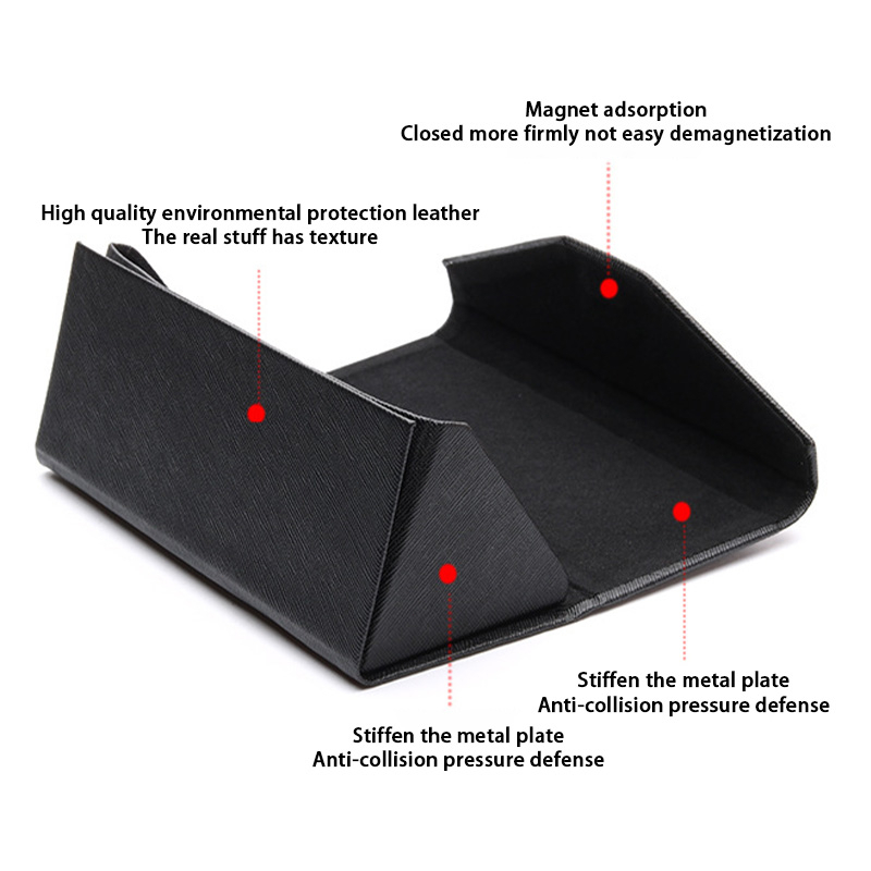 COD🌷เคสแว่นกันแดดสไตล์เกาหลีสามมิติพับได้แบบพกพาเคสสายหนังซองทรงสามเหลี่ยมเคสใส่แว่นตาสำหรับผู้ชายและผู้หญิง-detlyet - รูปที่ 3