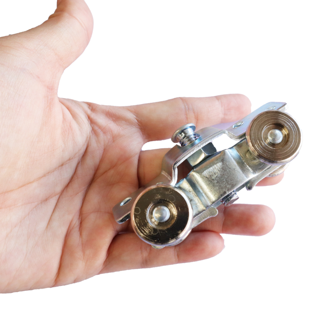 ชุดล้อรางเลื่อน ล้อเหล็ก No.100 (รุ่นแผง) ล้อบานประตูเลื่อน ล้อบานหน้าต่างเลื่อน ล้อรางแขวน ลูกล้อเหล็กชุบนิเกิ้ล - รูปที่ 3