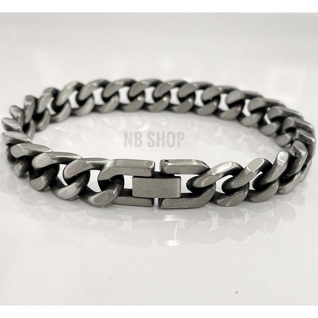 R-402 สร้อยข้อมือสแตนเลสแท้ ข้อมือเลสรมดำ/ปัดดำ ขนาด10mm12mm14mm เกรดพรีเมี่ยม เลสบริสุทธิ์ทนทานไม่ลอก