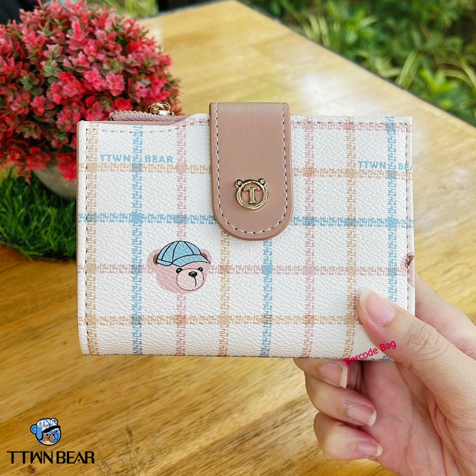 TTWN BEAR กระเป๋าสตางค์ใบกลาง2พับ 5นิ้ว สุดน่ารัก️ แบรนด์แท้