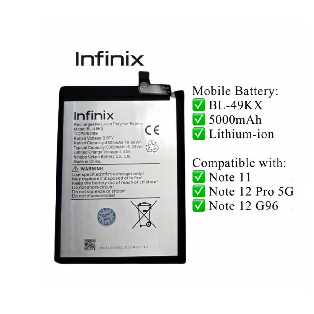 แบตเตอรี่ infinix Note 11/ Note 12 แบตเตอรี่ Infinix Note 11 / Note 12 Pro / Note 12 G96 BL49KX