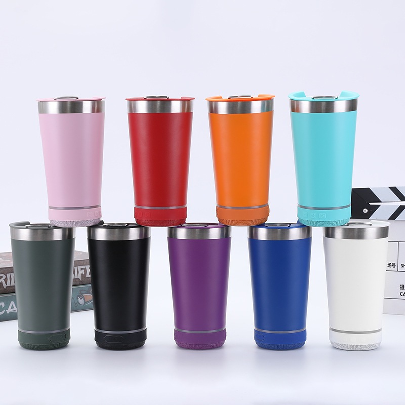 แก้วลำโพงบลูทูธ แก้วเบียร์ 500ml. ฟังเพลงขณะดื่ม แก้วน้ำสแตนเลส มาพร้อมลำโพงบูลทูธ ขนาด 3 วัตต์