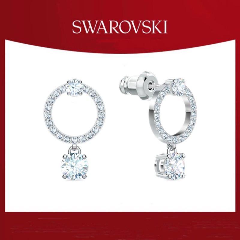 พร้อนส่ง [Gift] Swarovski ATTRACT ต่างหูห่วงระยิบระยับสำหรับผู้หญิง ﻿