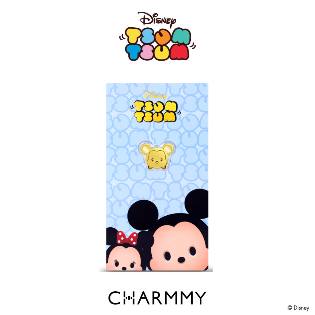 NGG CHARMMY Disney 999 Gold Sheet Tsum Tsum Mickey Mouse (Blue Packet) แผ่นทองคำแท้ 99.9% ลิขสิทธิ์ 