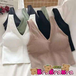 [ส่งจากไทย] 𝑩𝒓𝒂𝑩𝒓𝒂𝑩𝒓𝒂#bra-244 เสื้อกล้าม สายเดี่ยว ผ้าร่อง มีฟองน้ำ
