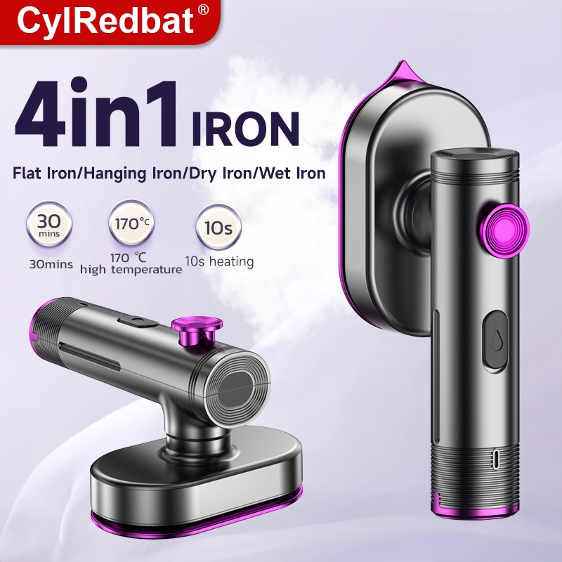 CylRedbat เตารีดพกพา พับเก็บได้ 170℃ 1sความร้อนเร็ว เครื่องรีดผ้าไอน้ำเล็ก เตารีดไอน้ำมือถือ 2in1รีดแห้งและไอน้ำ