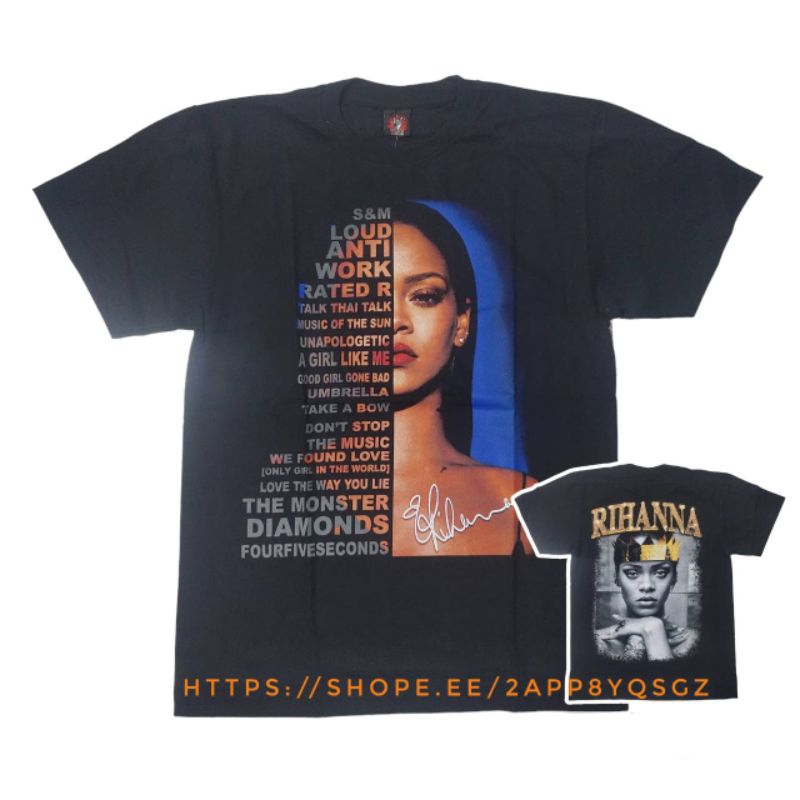 เสื้อยืด Rihanna ริฮันน่า ป้าย Rock yeah คอไม่หดไม่ย้วย