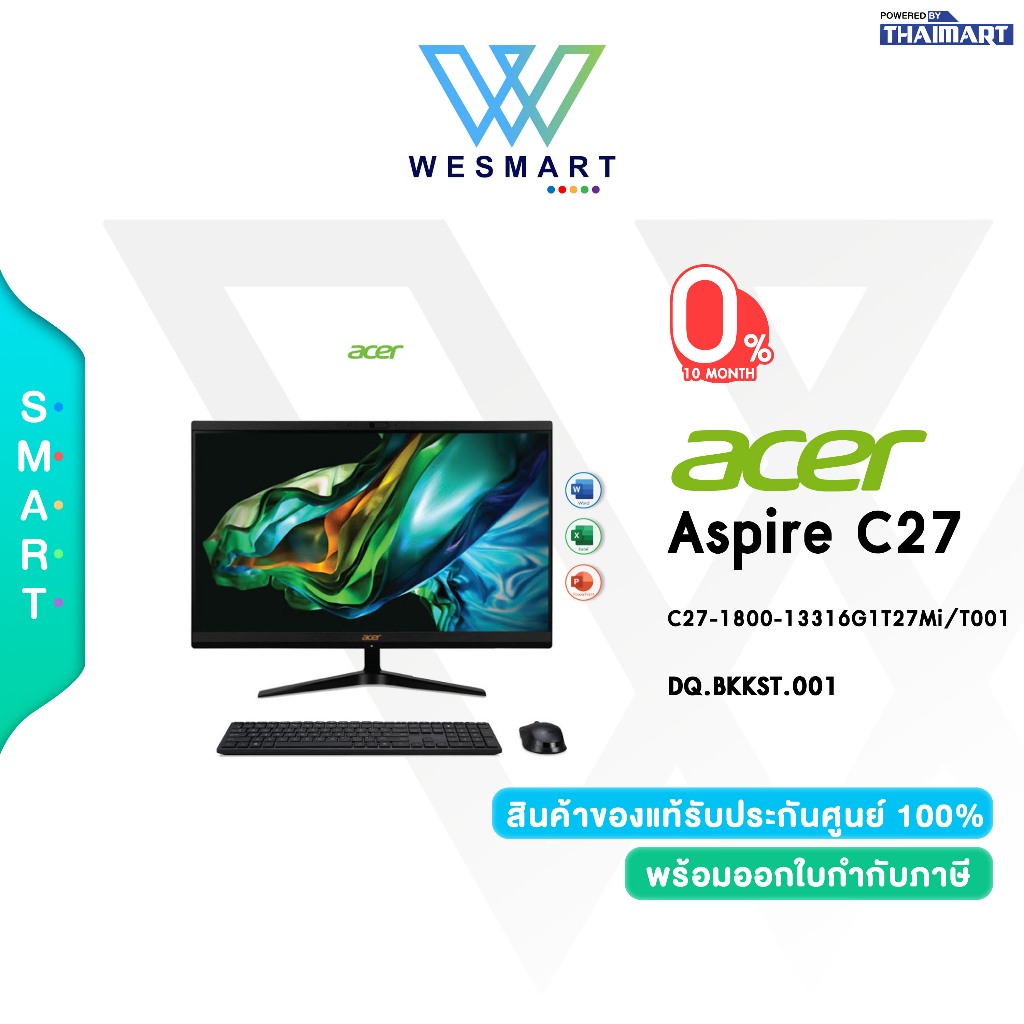 (0%)Acer All in One Aspire C27-1800-13316G1T27Mi/T001(DQ.BKKST.001):i5-1335U/8GB/512GB M.2 SSD+1TB/Intel Iris/27" FHD/Wi