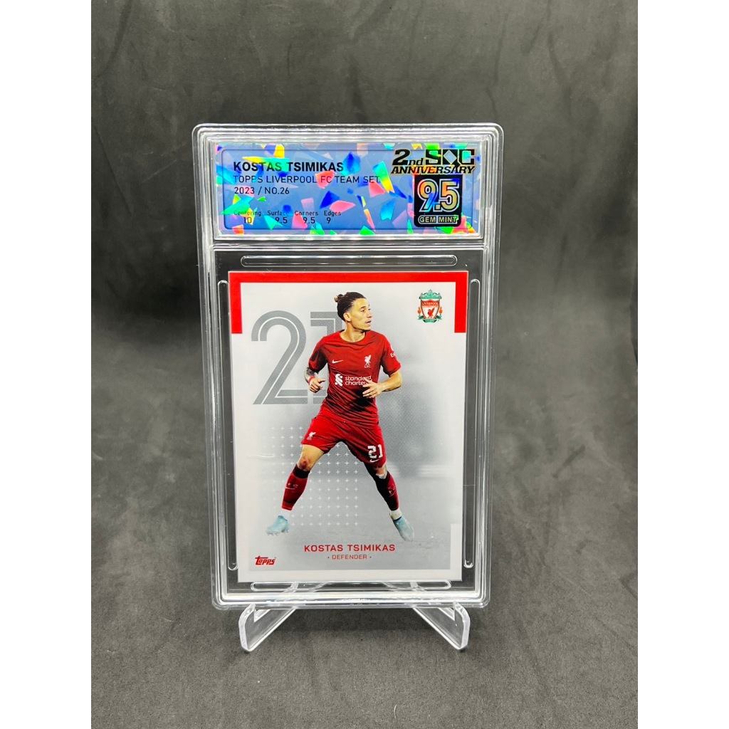 การ์ดนักฟุตบอล Kostas Tsimikas /Topps Liverpool FC 2023 /NO.26 / SQC Graded 9.5 Gem Mint + FREE GIFT