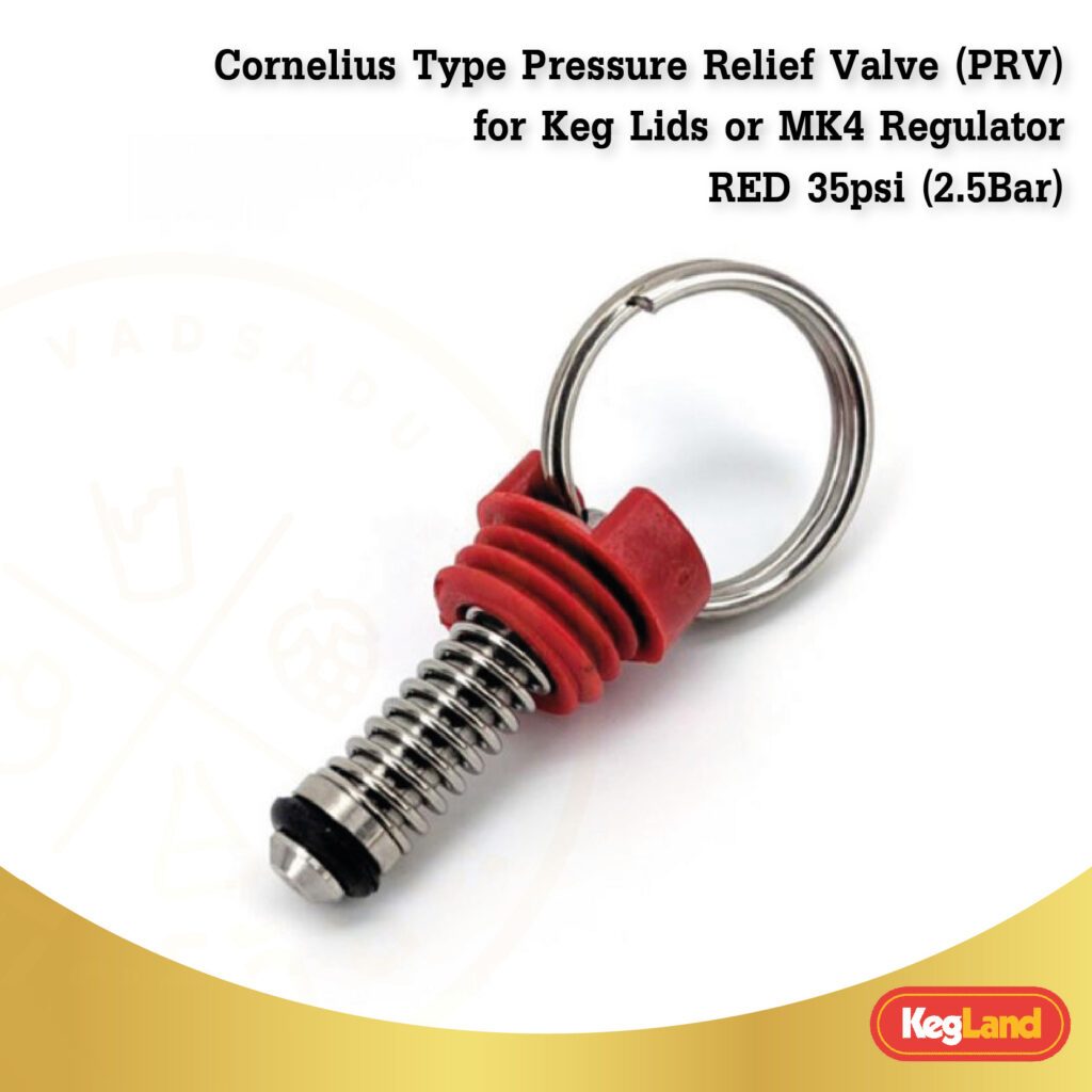 Cornelius Type Pressure Relief Valve (PRV) for Keg Lids or MK4 Regulator – RED 35psi (2.5Bar)