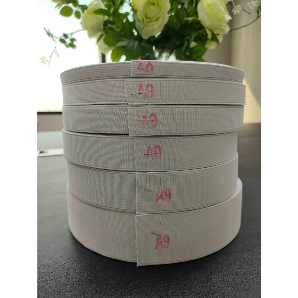 ยางยืดกางเกง เกรด AAA ยางใส่กางเกง อย่างดี งานส่งออกทน ไม่ย้วย ม้วนละ 36 หลา ขนาด 1/2-2 นิ้ว