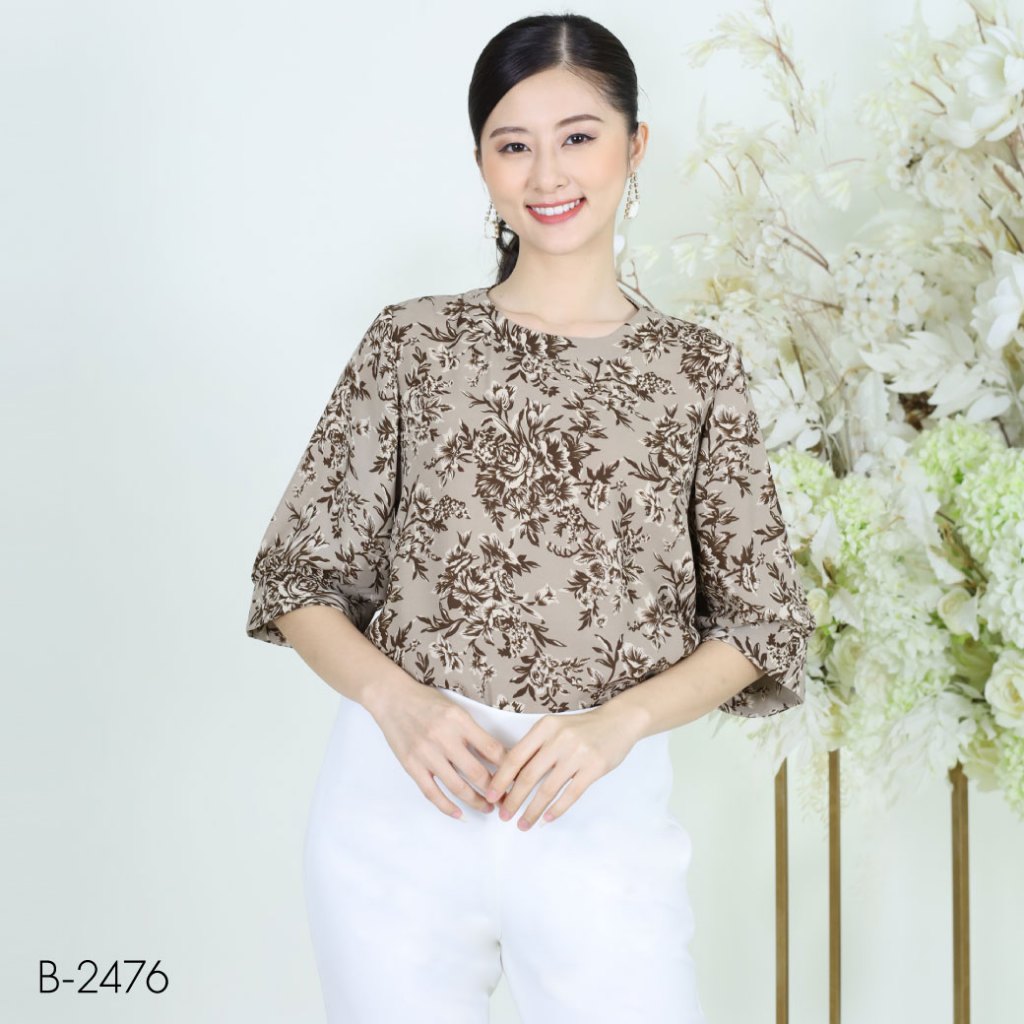 MIKIKO Blouse MI-B2476 ชิฟฟอนโดบี้ แขนยาว IGPU23-9