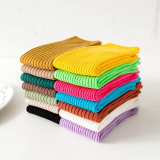 ถุงเท้าเด็กสีพื้น ถุงเท้าเด็กข้อยาวสำหรับเด็กอายุ3-8ขวบ