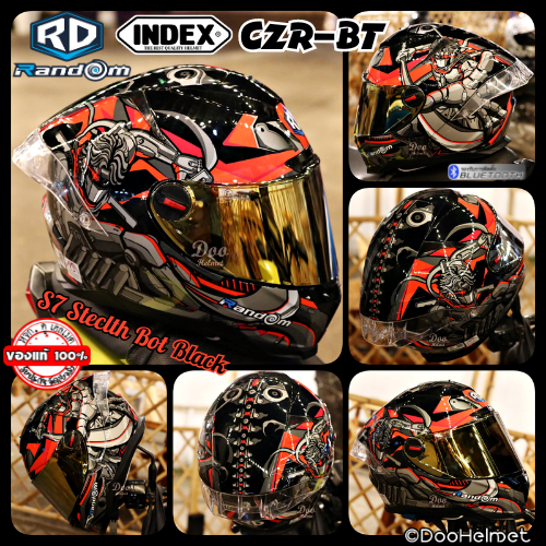 Samurai Black รองรับบลูทูธ RDรุ่น CZR​ ใหม่ปี2023 หมวกกันน็อค หุ้มคาง ทรงใหม่ล่าสุด สปอยเลอร์ยาว
