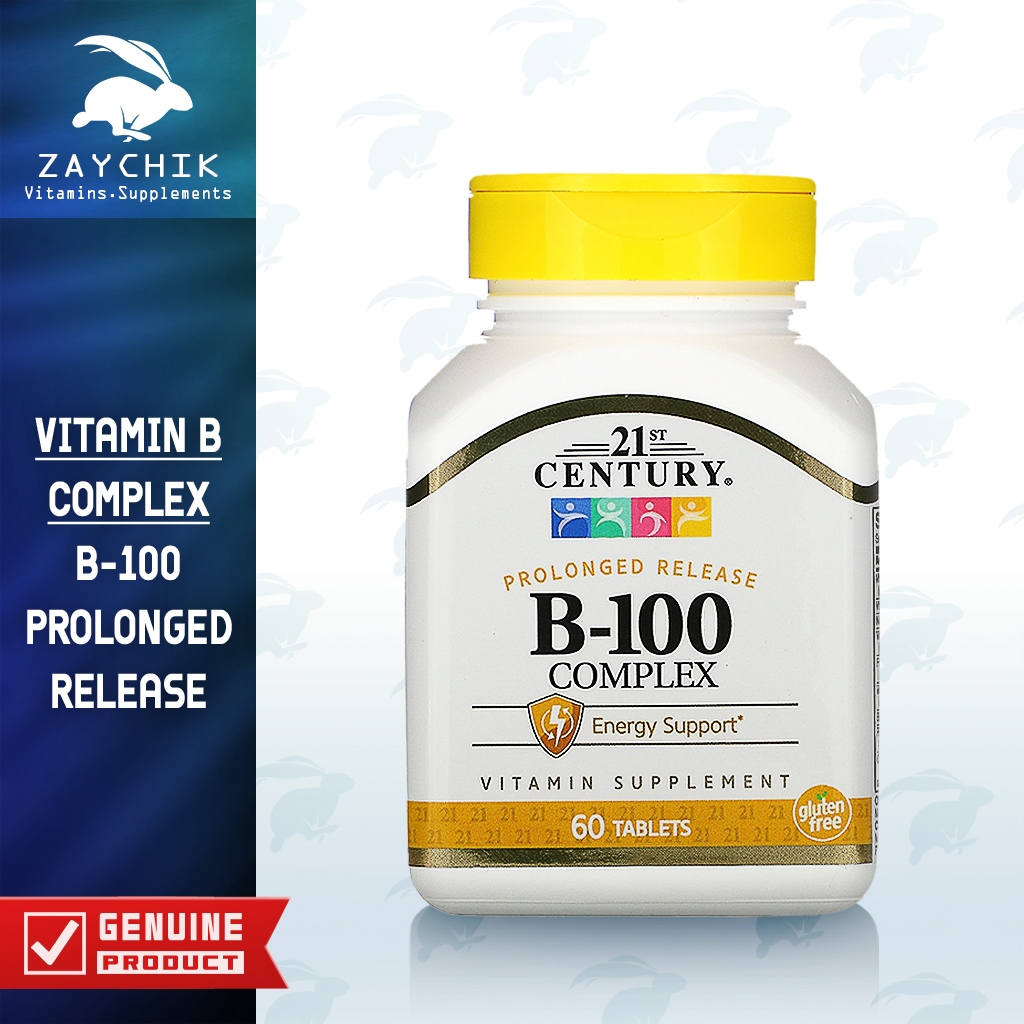 [พร้อมส่ง] 21st Century B-100 Complex สูตร Prolonged Release วิตามินบีรวม [ZAYCHIK]