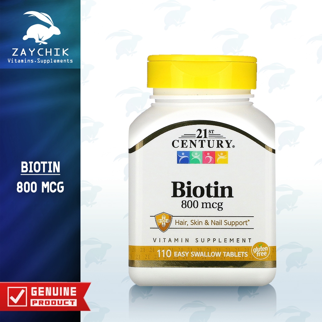 [พร้อมส่ง] 21st Century Biotin 800 mcg ไบโอติน Vitamin B7 [ZAYCHIK]