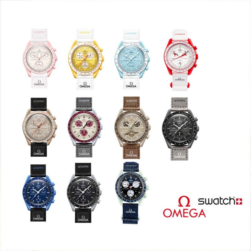 SWATCH X OMEGA นาฬิกา OMEGA watch ผู้ชายและผู้หญิง ทนกันน้ําได้ 30m หน้าปัด 42 mm