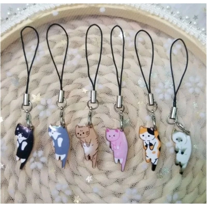 สายคล้องสมาร์ทโฟนแมวน่ารักสำหรับ IPhone/Samsung/XiaoMi สายคล้องเคสพวงกุญแจตกแต่งสายคล้องโทรศัพท์มือถือโทรศัพท์