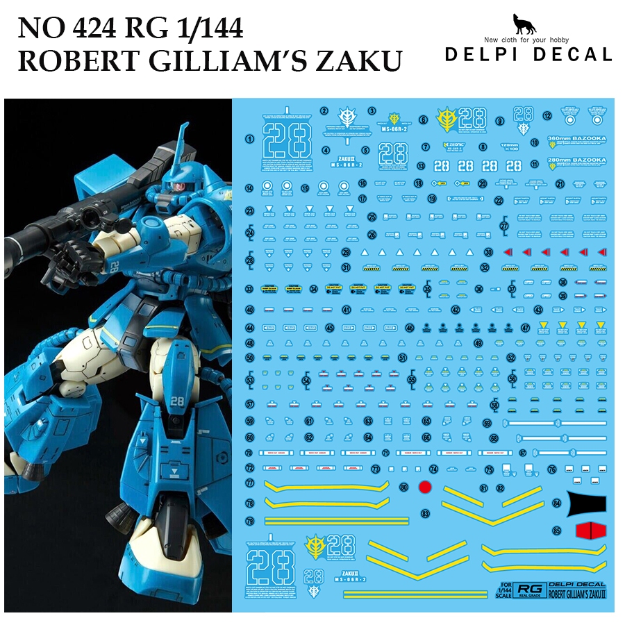 ดีคอลน้ำ [DELPI] 424 ROBERT GILLIAM'S ZAKU RG 1/144 [WATER DECAL]