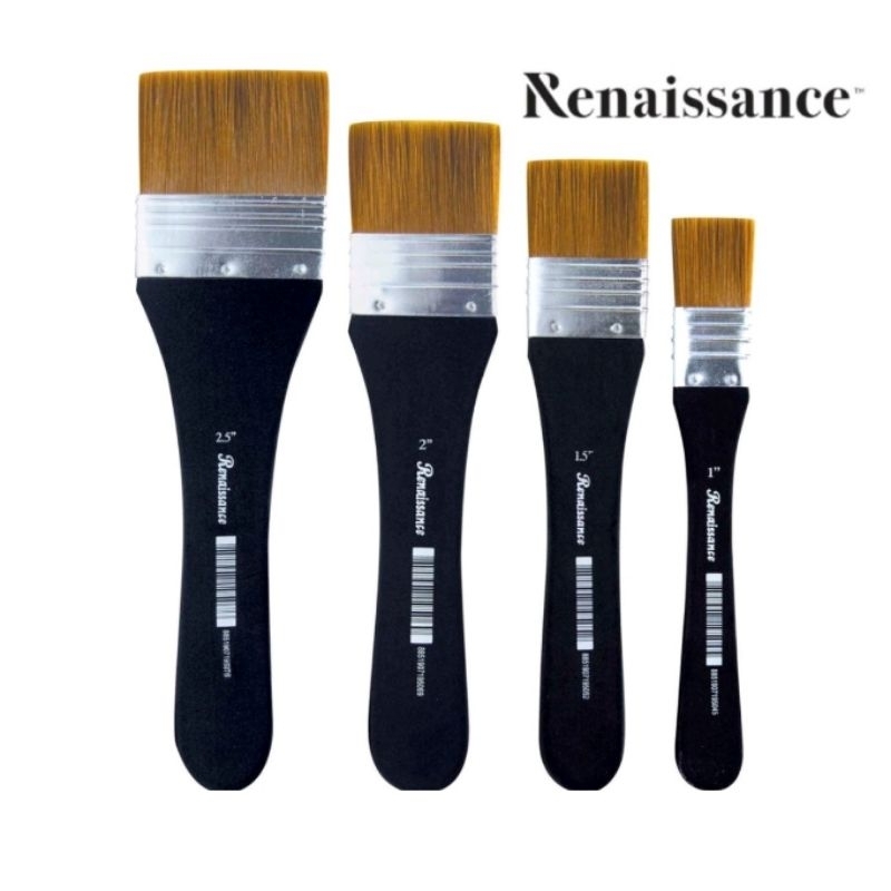 Renaissance แปรงขนสีทอง เรนาซองซ์ ขนาด 1", 1.5",2" และ 2.5" (ราคาต่อ 1 ด้าม)