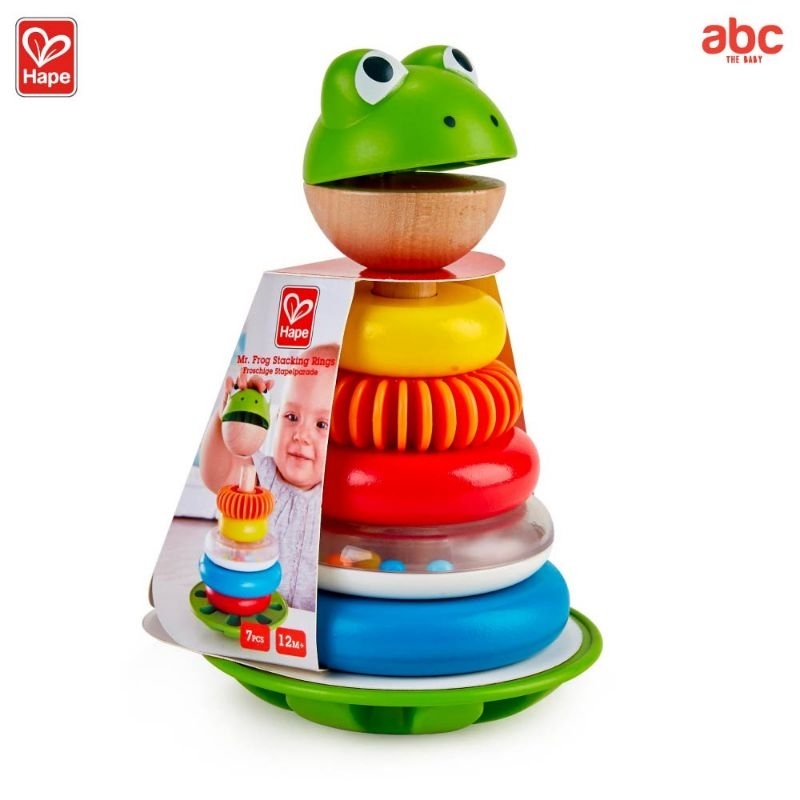 Hape - 12m+ มิสเตอร์ฟร็อกเรียงลำดับ Mr. Frog Stacking Rings Stacker - E0457