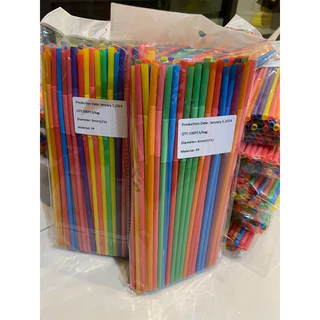 หลอดดูดน้ำ คละสี หลอดดัดได้ แพ็ค100ชิ้น