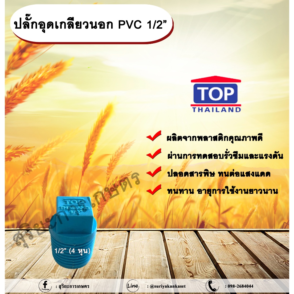 ปลั๊กอุดเกลียวนอก PVC 1/2” (4หุน) ครึ่งนิ้ว ที่อุดเกลียวนอกครึ่งนิ้ว อุดประปา ปลั๊กอุดประปา ปลั๊กอุด