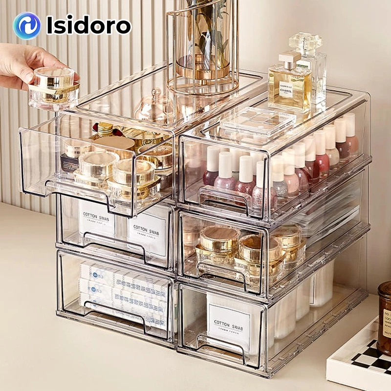 🔥🔥Isidoro กล่องเก็บของโปร่งใส กันฝุ่นและความชื้น มีหลายชั้น มีลิ้นชัก กล่องจัดระเบียบสิ่งของ