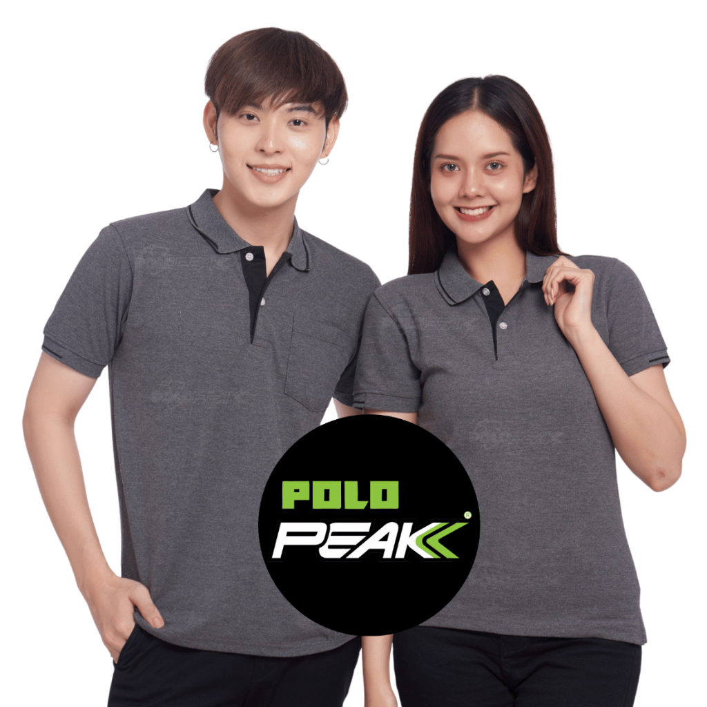 เสื้อโปโลสีท็อปดายดำ ปกริ้วดำ polopeak