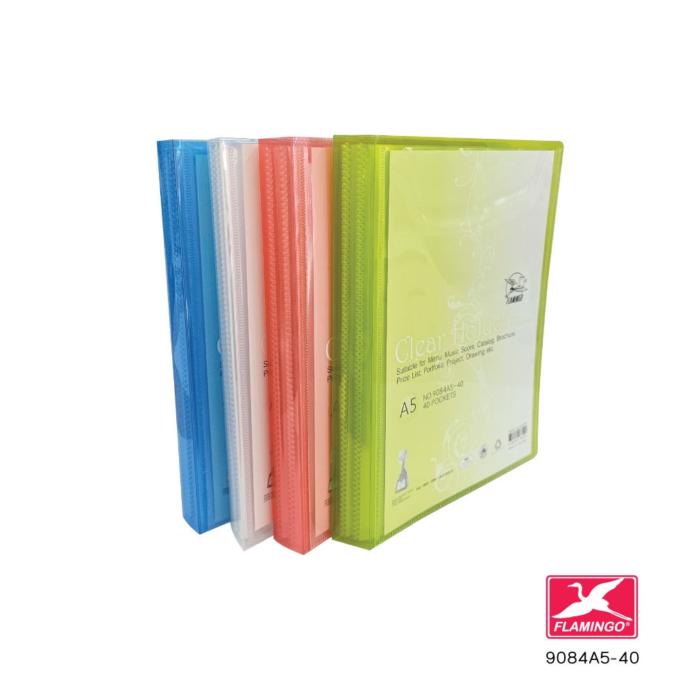 FLAMINGO แฟ้มโชว์เอกสาร 9084-40 ขนาด A5 (ซองใส 40 ซอง ไม่สามารถเติมรีฟิลล์ได้)