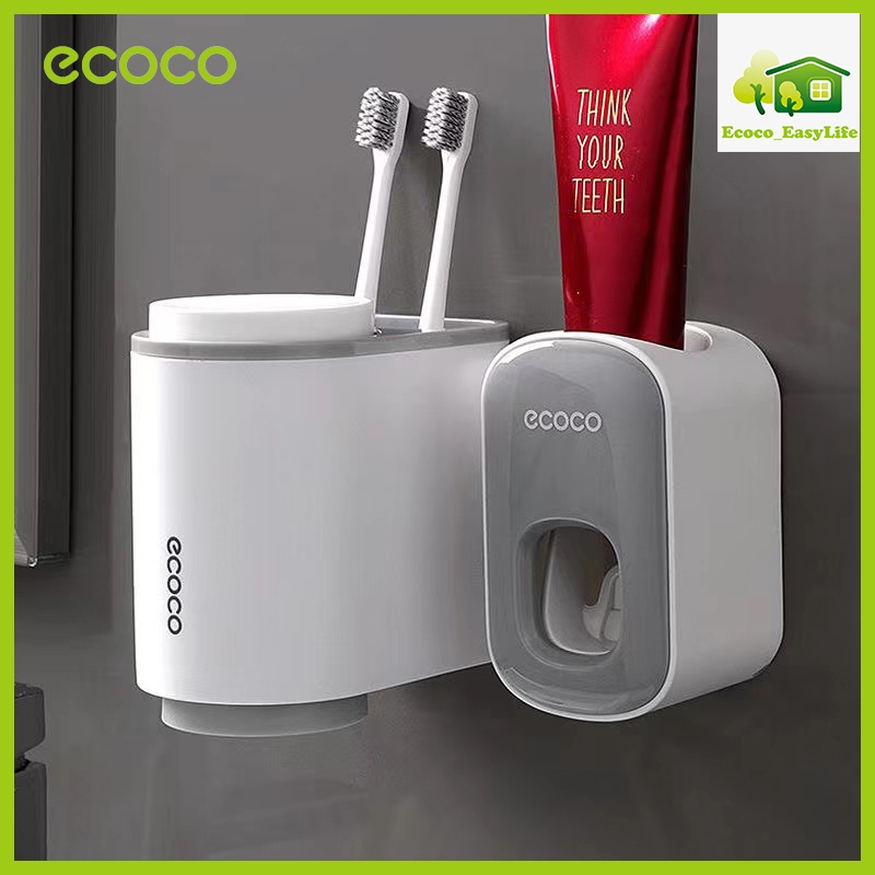 [พร้อมส่ง]ECOCO ที่แขวนแปรงสีฟัน แบบติดผนัง ที่บีบยาสีฟัน ชั้นวางของในห้องน้ำ
