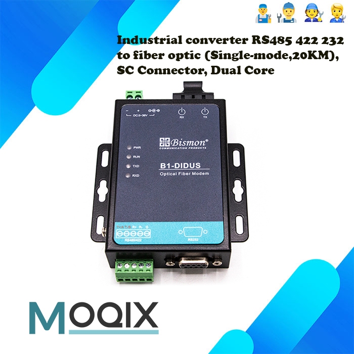 Industrial RS232/RS485/RS422 Serial to  (Single-mode,20KM), SC Connector, Dual Core