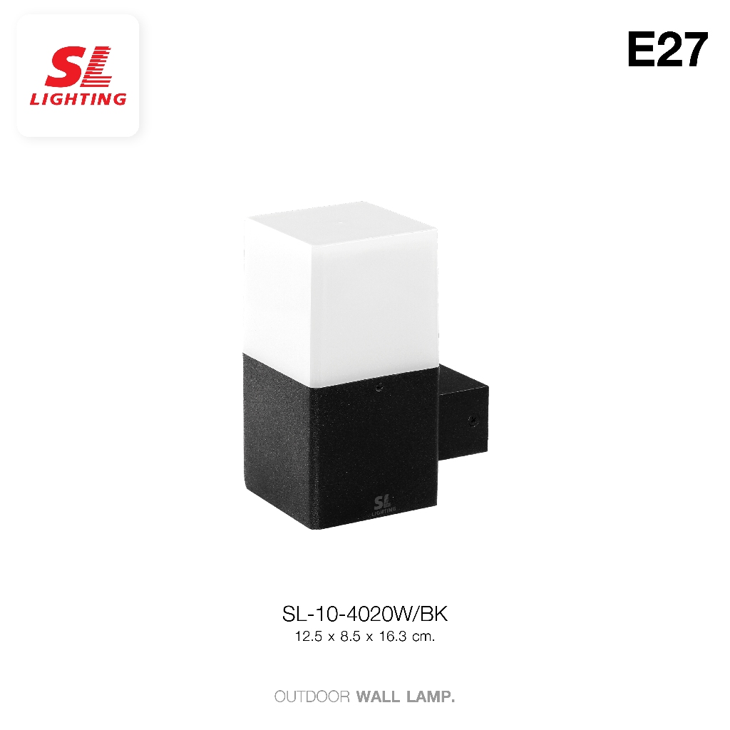 SL LIGHTING | Outdoor Wall Lamp โคมไฟติดผนังภายนอก สไตล์ Modern รุ่น SL-10-4020W/BK ขั้ว E27