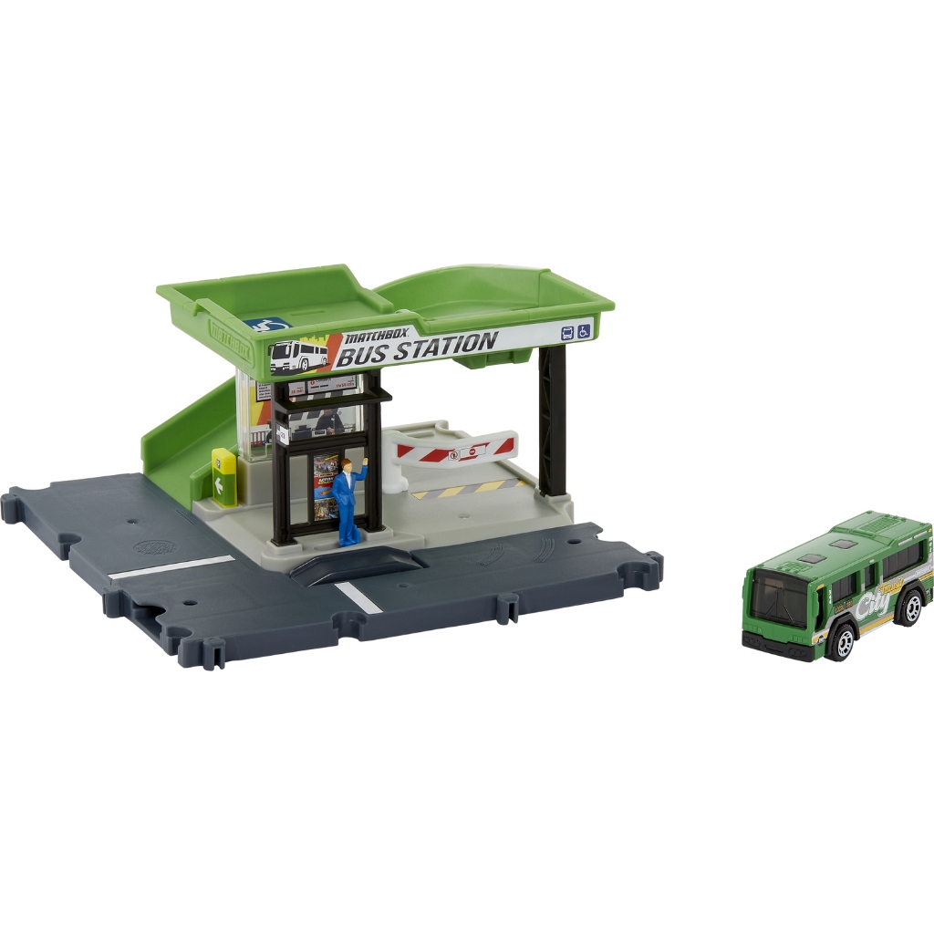 "Matchbox; Action Drivers EV Bus Station ชุดฉากสถานีชาร์จEVรถบัส ฉากจำลองเมือง