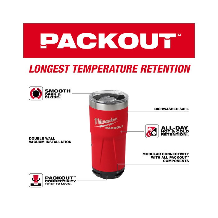 Milwaukee 48-22-8392R แก้วเก็บความเย็น PACKOUT ขนาด 20 ออนซ์