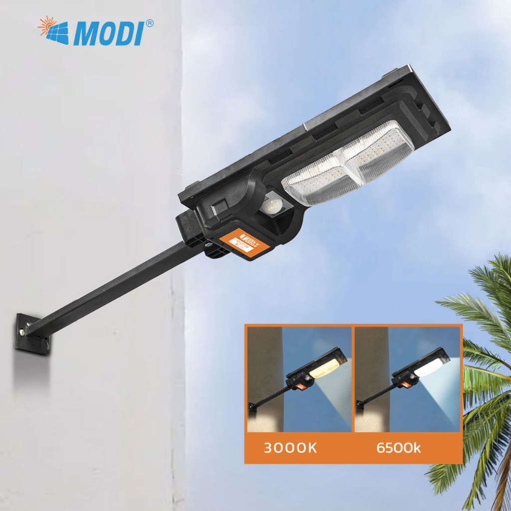 MODI ไฟถนนโซล่าเซลล์ 30W50W80W แสงขาว แสงเหลือง daylight warmlight ระบบสว่างค้าง เปิดปิดอัตโนมัติ