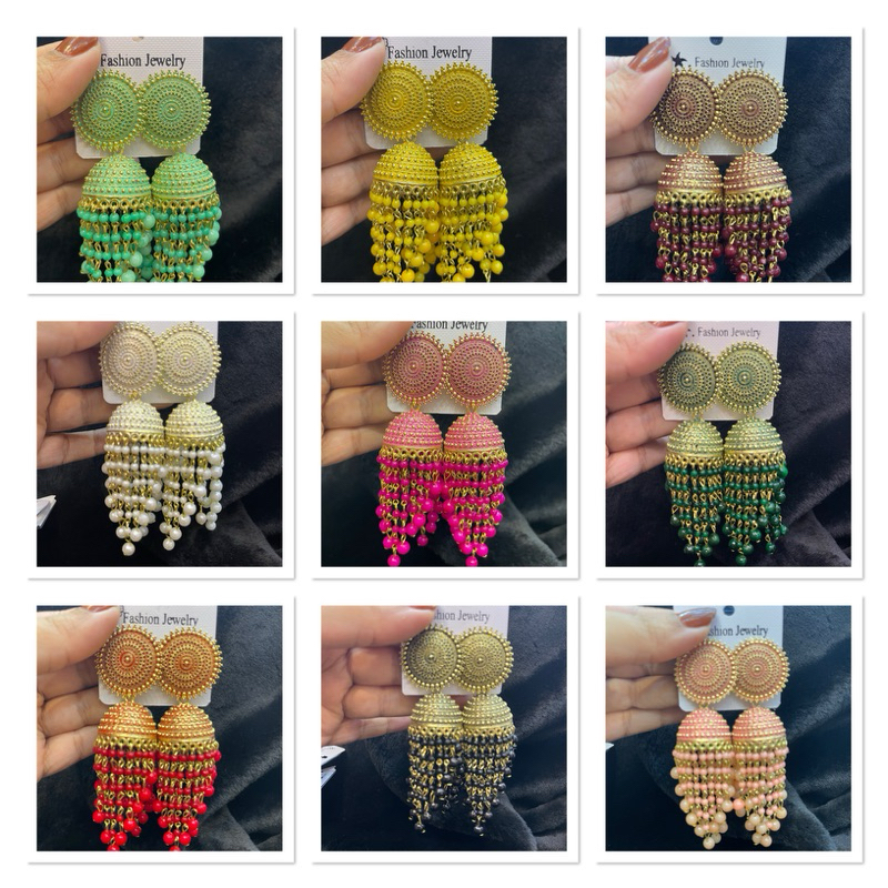 ต่างหูเครื่องประดับอินเดีย Indian jhumki earrings India Jewelry