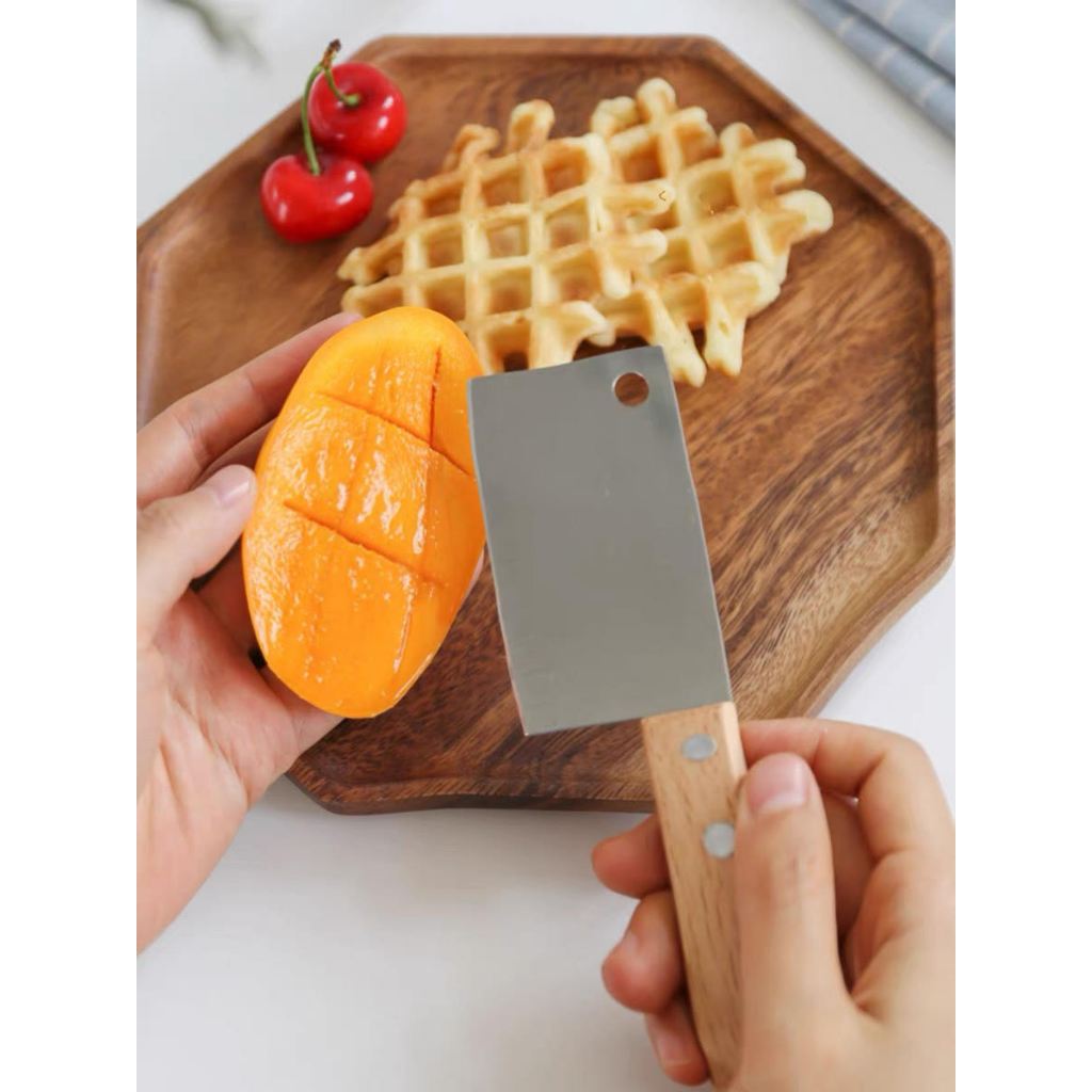 มีดเล็ก หั่นผลไม้ ผัก เนื้อ อีโต้จิ๋ว mini ด้ามไม้ Mini Kitchen Knife #B-0024
