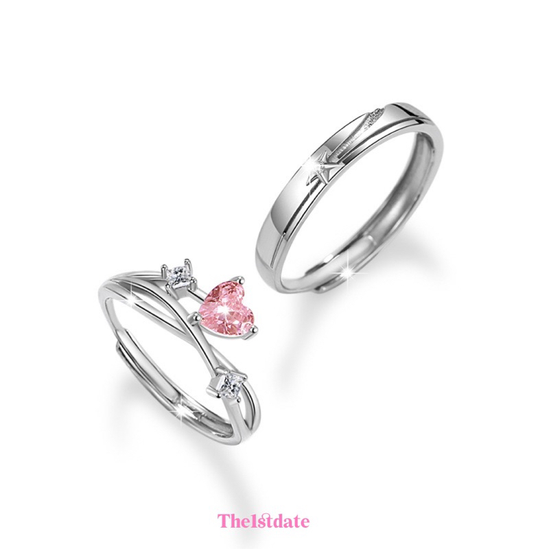 the1stdate*ส่งฟรี แหวนคู่เงินแท้s925รุ่นour love (ขายแยกวง+คู่)ปรับขนาดเองได้(แถมกล่อง การ์ด) ขายแยกวง+คู่