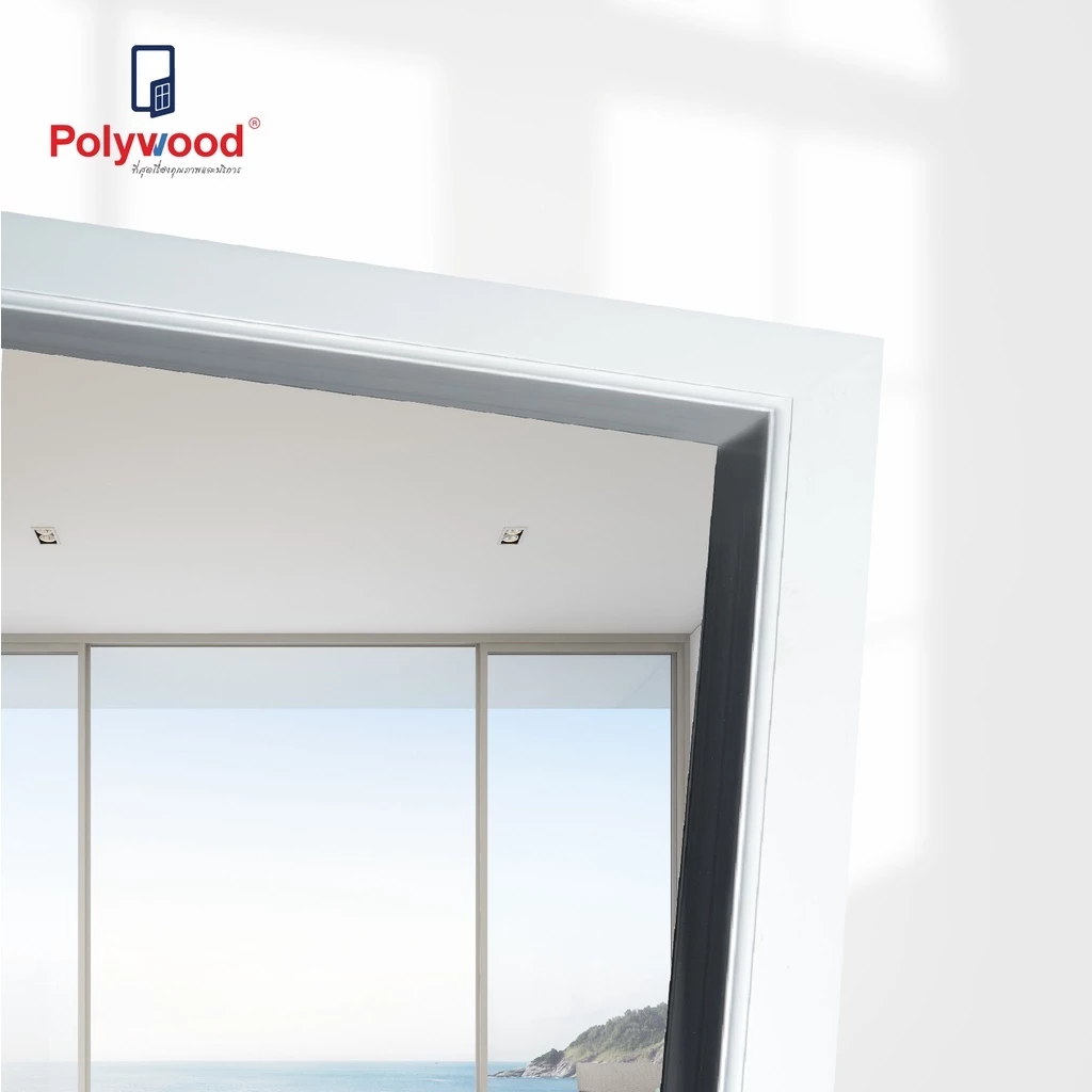 ส่งฟรี Polywood โพลีวูด วงกบ uPVC สีขาว ขอบบัว วงกบประตู ขนาด 70/ 80/ 90 x 200 cm. วงกบสีขาว