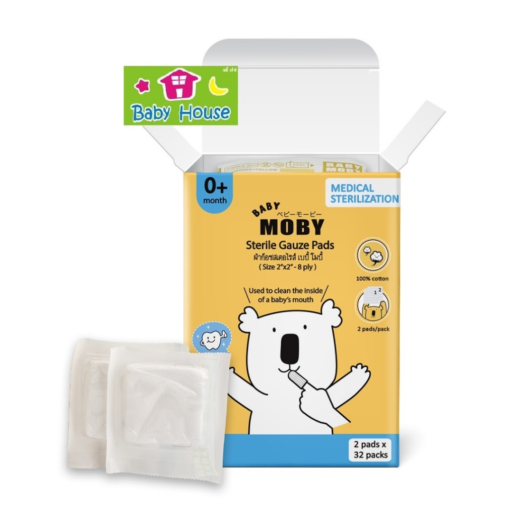 Mobyผ้าก๊อซเช็ดลิ้นเด็ก เช็ดฟันเด็ก เช็ดเหงือกเด็ก ลิ้นเป็นฝ้า