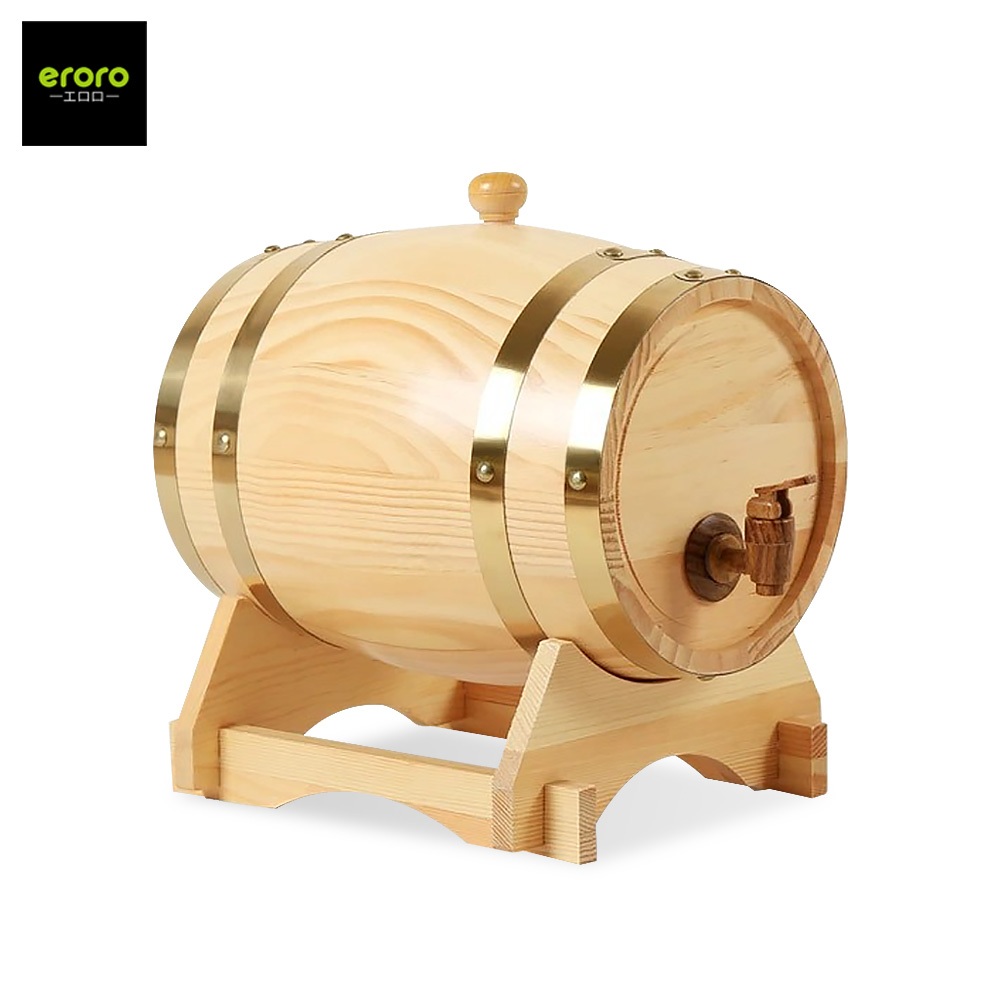 ERORO บรรจุภัณฑ์เครื่องดื่ม ถังไม้โอ๊ค สำหรับเก็บไวน์ เบียร์ วิสกี้ Timber Wine Barrel 5 ลิตร